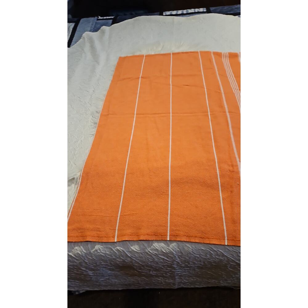 Orange Striped Tassel Scarf – Soft & Stylish Everyday Accessory - Picture 3 of 4